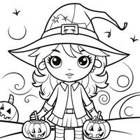semplice bambini colorazione pagina Halloween carino bianca sfondo libro isolato grassetto pauroso foto