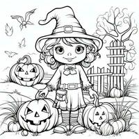 semplice bambini colorazione pagina Halloween carino bianca sfondo libro isolato grassetto pauroso foto