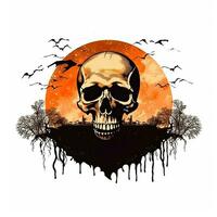 zombie cranio Halloween clipart illustrazione vettore maglietta design etichetta tagliare album tatuaggio foto