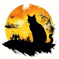 nero gatto gattino Halloween clipart illustrazione vettore maglietta design etichetta tagliare album tatuaggio foto