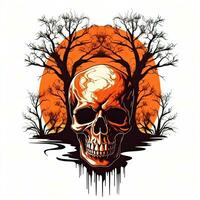 zombie cranio Halloween clipart illustrazione vettore maglietta design etichetta tagliare album tatuaggio foto