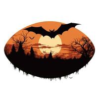 pipistrello Luna Halloween clipart illustrazione vettore maglietta design etichetta tagliare album arancia tatuaggio foto