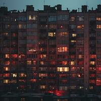 cupo sovietico edifici Russia depressivo comfort sfondo smartphone foto facciata notte luci