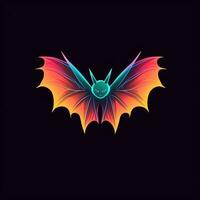 pipistrello neon icona logo Halloween carino pauroso luminosa illustrazione tatuaggio isolato vettore foto