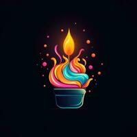 candela fiamma fuoco neon icona logo Halloween carino pauroso luminosa illustrazione tatuaggio isolato vettore foto