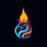 candela fiamma fuoco neon icona logo Halloween carino pauroso luminosa illustrazione tatuaggio isolato vettore foto