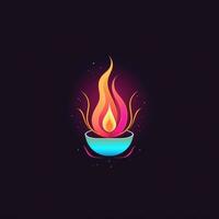 candela fiamma fuoco neon icona logo Halloween carino pauroso luminosa illustrazione tatuaggio isolato vettore foto