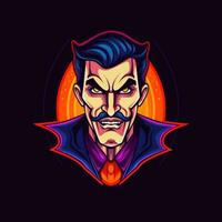 vampiro dracula neon icona logo Halloween carino pauroso luminosa illustrazione tatuaggio isolato vettore foto