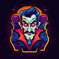 vampiro dracula neon icona logo Halloween carino pauroso luminosa illustrazione tatuaggio isolato vettore foto