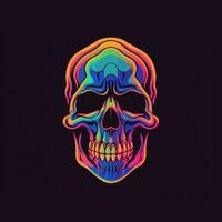 cranio testa neon icona logo Halloween carino pauroso luminosa illustrazione tatuaggio isolato vettore foto