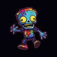 a piedi morto zombie neon icona logo Halloween pauroso luminosa illustrazione tatuaggio isolato vettore foto