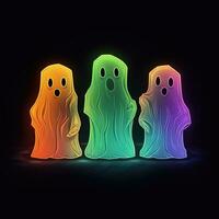 gruppo spiriti fantasmi neon icona logo Halloween pauroso luminosa illustrazione tatuaggio isolato vettore foto