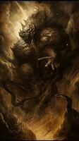 buio fantasia inferno fiamme il male orrore paura Fumo demone guerriero diablo illustrazione incubo foto