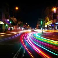 cuore illuminato leggero pittura congelare foto lungo esposizione rosa strada città neon romantico