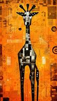 giraffa espressive bambini animale illustrazione pittura album mano disegnato opera d'arte carino cartone animato foto