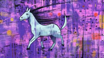 cavallo unicorno espressive bambini illustrazione pittura album disegnato opera d'arte carino cartone animato foto