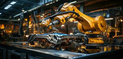 robot braccio montaggio macchina fabbrica laboratorio scintille foto produzione automatizzato produzione