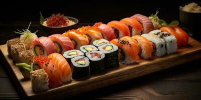 Sushi rotoli wasabi professionale studio cibo fotografia sociale media elegante caldo moderno anno Domini foto