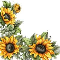 girasole telaio saluto carta scrapbooking acquerello dolce illustrazione confine nozze foto