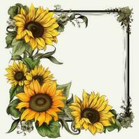 girasole telaio saluto carta scrapbooking acquerello dolce illustrazione confine nozze foto