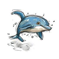 delfino schizzo caricatura ictus scarabocchio illustrazione vettore mano disegnato pazzo portafortuna clipart foto