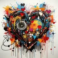 cuore San Valentino giorno giocoso illustrazione schizzo collage espressive opera d'arte clipart pittura foto