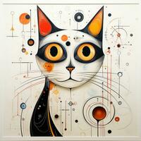 gatto gattino viso astratto caricatura surreale giocoso pittura illustrazione tatuaggio geometria moderno foto