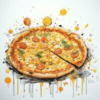Pizza gusto astratto caricatura surreale giocoso pittura illustrazione tatuaggio geometria moderno foto