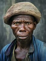 africano americano uomo a partire dal il presto 1900 colorato vecchio foto ai generativo