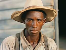 africano americano uomo a partire dal il presto 1900 colorato vecchio foto ai generativo