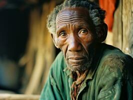 africano americano uomo a partire dal il presto 1900 colorato vecchio foto ai generativo