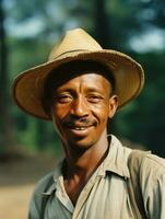 africano americano uomo a partire dal il presto 1900 colorato vecchio foto ai generativo