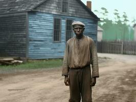 africano americano uomo a partire dal il presto 1900 colorato vecchio foto ai generativo