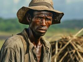 africano americano uomo a partire dal il presto 1900 colorato vecchio foto ai generativo