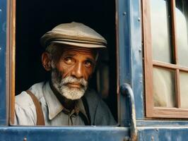 africano americano uomo a partire dal il presto 1900 colorato vecchio foto ai generativo