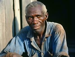 africano americano uomo a partire dal il presto 1900 colorato vecchio foto ai generativo