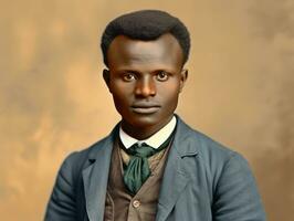 africano americano uomo a partire dal il presto 1900 colorato vecchio foto ai generativo