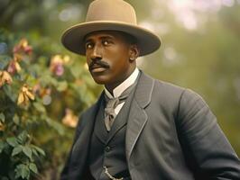 africano americano uomo a partire dal il presto 1900 colorato vecchio foto ai generativo