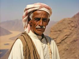 arabo uomo a partire dal il presto 1900 colorato vecchio foto ai generativo