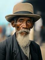 asiatico uomo a partire dal il presto 1900 colorato vecchio foto ai generativo