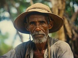 brasiliano uomo a partire dal il presto 1900 colorato vecchio foto ai generativo