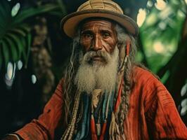 brasiliano uomo a partire dal il presto 1900 colorato vecchio foto ai generativo