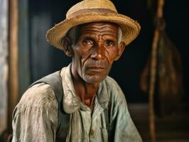 brasiliano uomo a partire dal il presto 1900 colorato vecchio foto ai generativo