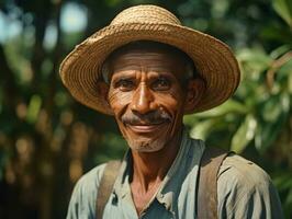 brasiliano uomo a partire dal il presto 1900 colorato vecchio foto ai generativo