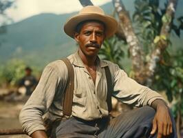brasiliano uomo a partire dal il presto 1900 colorato vecchio foto ai generativo