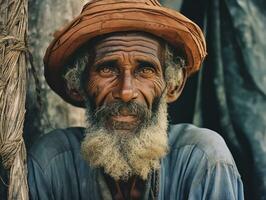 brasiliano uomo a partire dal il presto 1900 colorato vecchio foto ai generativo