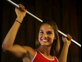 dinamico fotografia di femmina atleta ai generativo foto