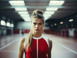 dinamico fotografia di femmina atleta ai generativo foto