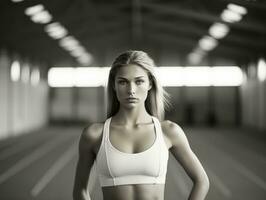 dinamico fotografia di femmina atleta ai generativo foto