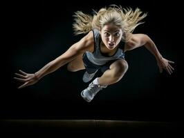 dinamico fotografia di femmina atleta ai generativo foto